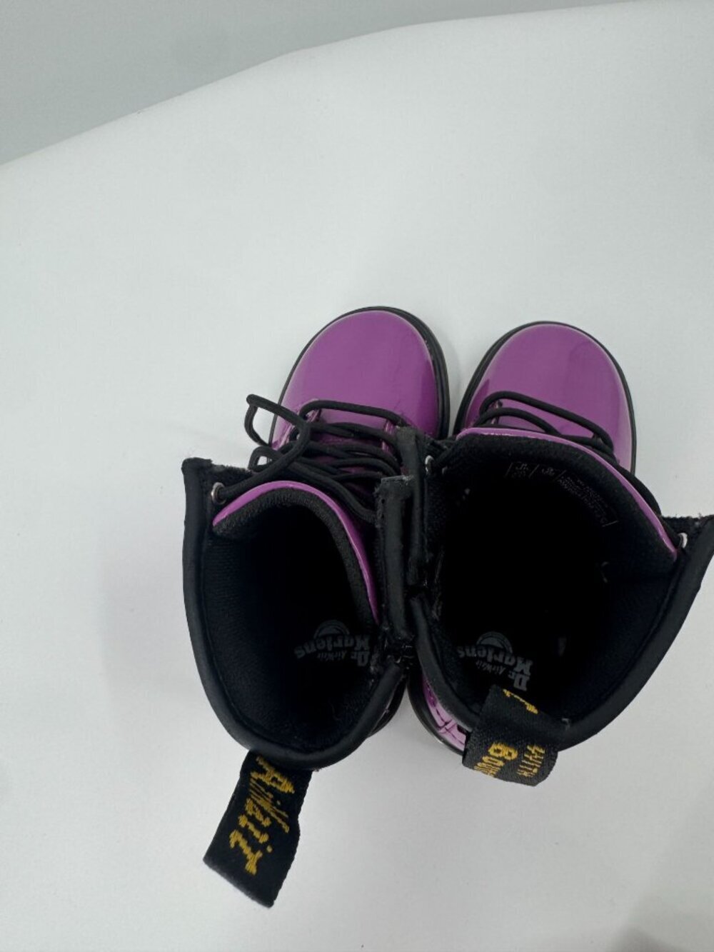Dr. Martens Purple Patent Leather Kids Lace-Up Boots With Side Zipper Durable So - Picture 7 of 9